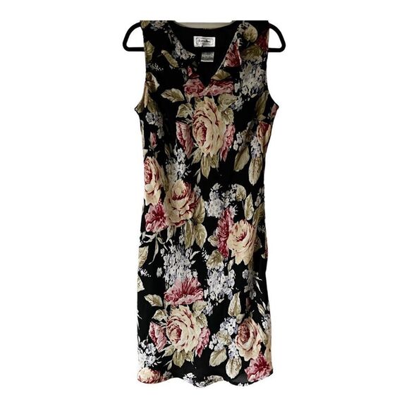 Borcellini Sleeveless Ruffle Neckline Floral Career Maxi Dress Size 12 - Picture 1 of 8
